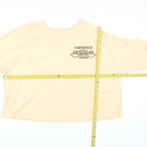 FRIENDS TV Show Women's Beige Central Perk Pullover Sweatshirt L