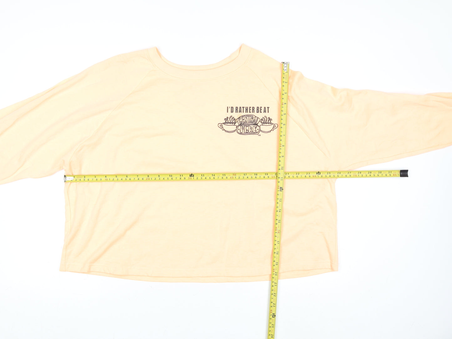 FRIENDS TV Show Women's Beige Central Perk Pullover Sweatshirt L