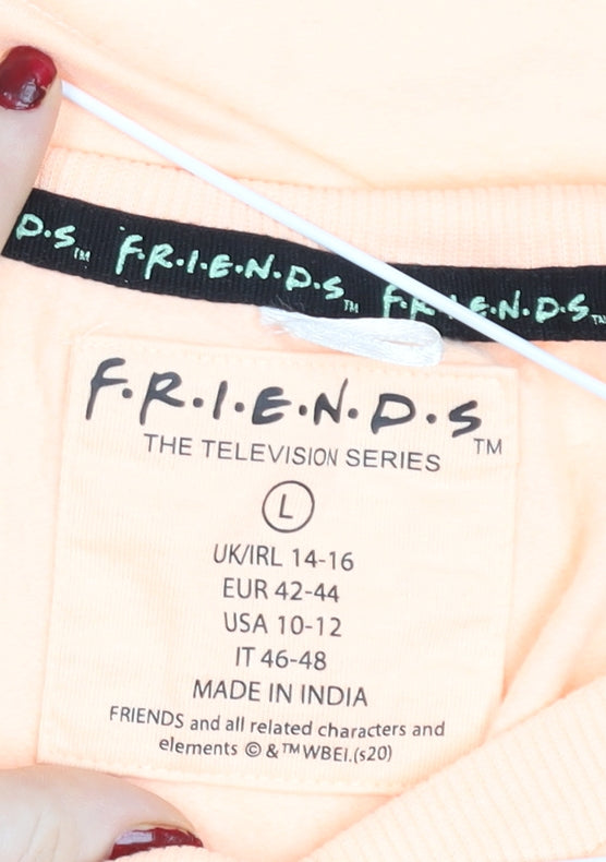 FRIENDS TV Show Women's Beige Central Perk Pullover Sweatshirt L