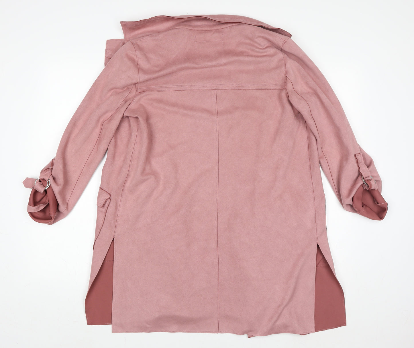 Bershka Womens Pink Long Belted Trench Coat Size S