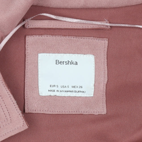 Bershka Womens Pink Long Belted Trench Coat Size S
