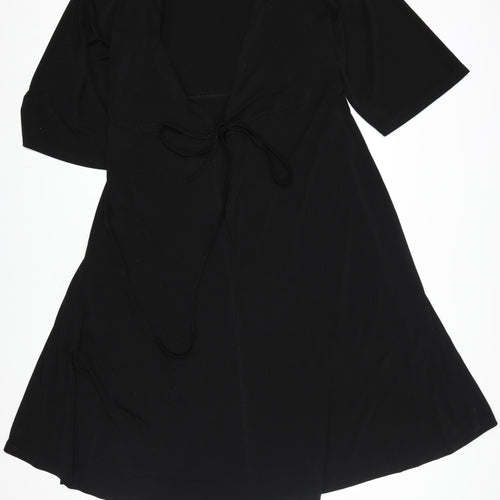 Vila Women's Black XS Wrap Dress Short Sleeve Stretch Knee Length
