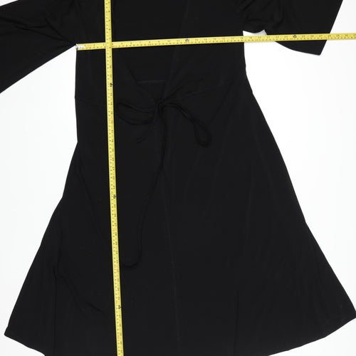 Vila Women's Black XS Wrap Dress Short Sleeve Stretch Knee Length