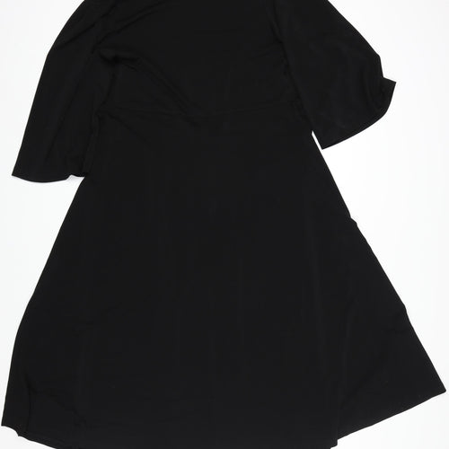 Vila Women's Black XS Wrap Dress Short Sleeve Stretch Knee Length