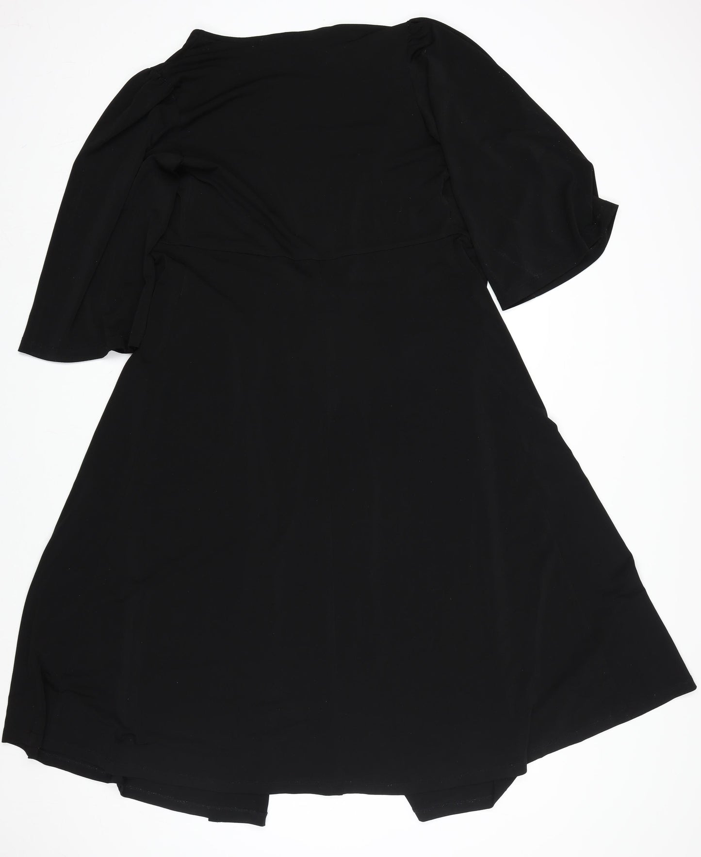 Vila Women's Black XS Wrap Dress Short Sleeve Stretch Knee Length