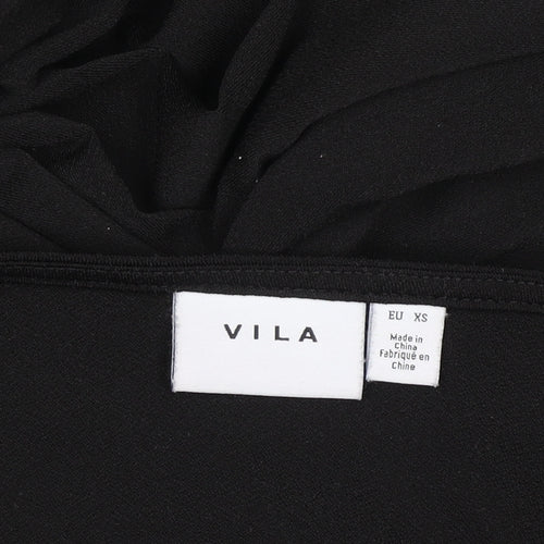 Vila Women's Black XS Wrap Dress Short Sleeve Stretch Knee Length