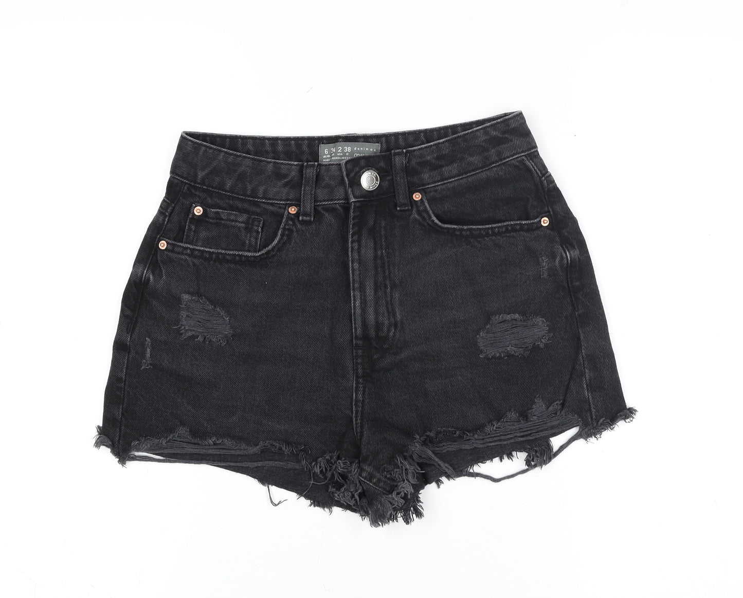 Primark Women’s Black Cut-Off High Rise Denim Shorts Size 6