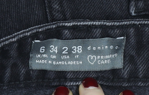 Primark Women’s Black Cut-Off High Rise Denim Shorts Size 6