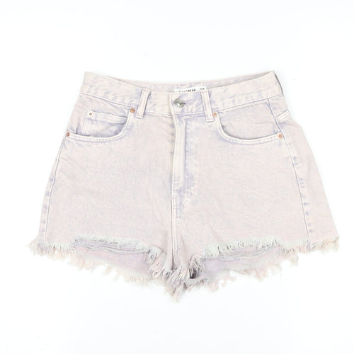 Pull & Bear Women Purple Size 6 High Rise Cut-Off Denim Shorts