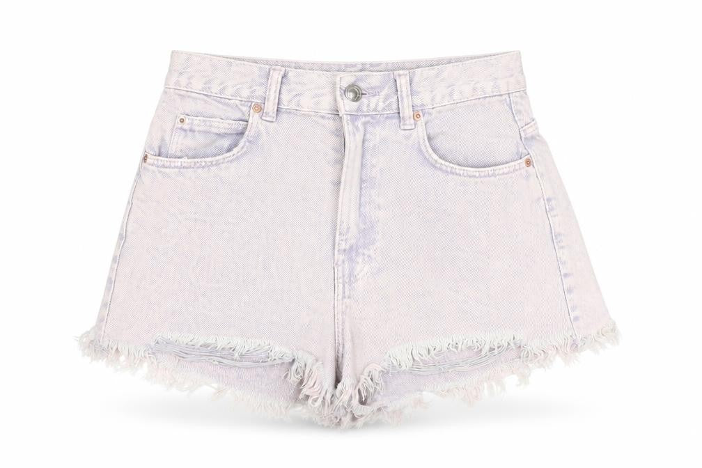 Pull&Bear Women Purple Size 6 High Rise Cut-Off Denim Shorts