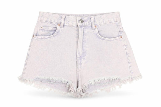 Pull & Bear Women Purple Size 6 High Rise Cut-Off Denim Shorts