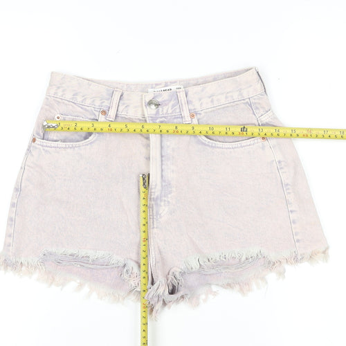 Pull & Bear Women Purple Size 6 High Rise Cut-Off Denim Shorts