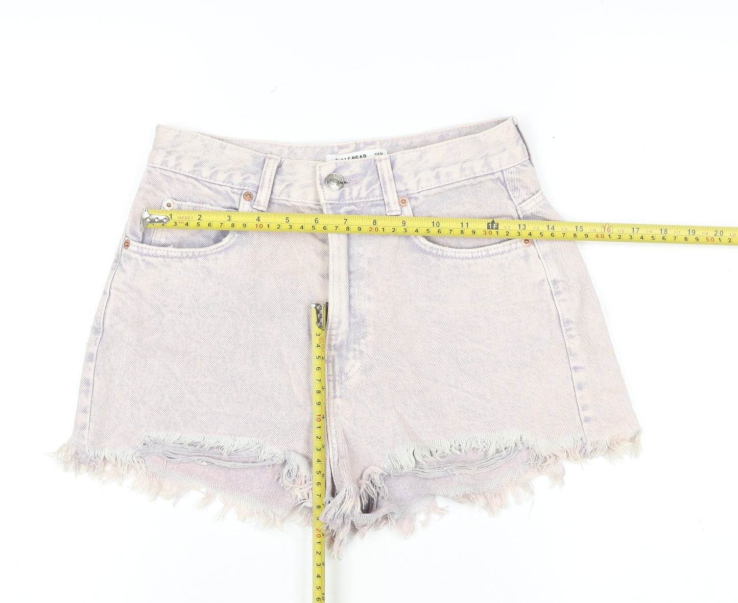 Pull & Bear Women Purple Size 6 High Rise Cut-Off Denim Shorts