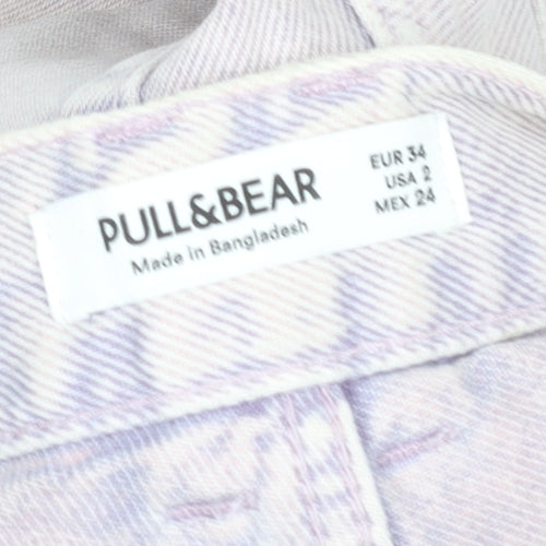 Pull & Bear Women Purple Size 6 High Rise Cut-Off Denim Shorts