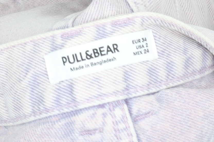 Pull & Bear Women Purple Size 6 High Rise Cut-Off Denim Shorts