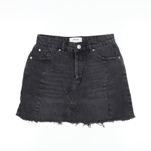 Miss Selfridge Women’s Black Denim Mini Skirt Size 8 High Waist