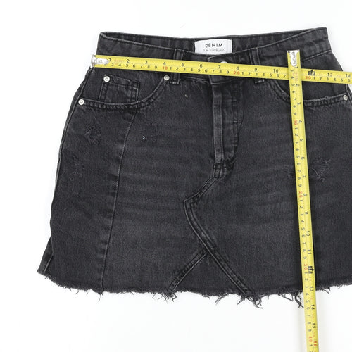 Miss Selfridge Women’s Black Denim Mini Skirt Size 8 High Waist