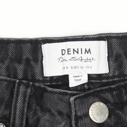 Miss Selfridge Women’s Black Denim Mini Skirt Size 8 High Waist
