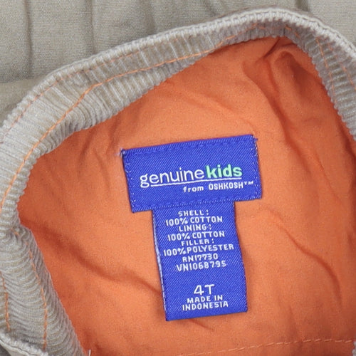 OshKosh Boys Beige Cotton Button Jacket 4 Years Lined Spring Autumn