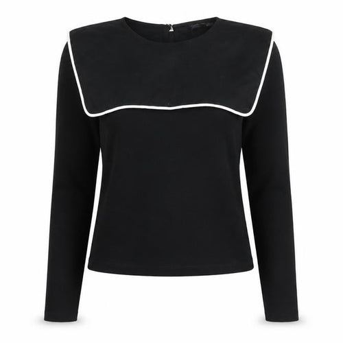 Zara Women Black Long Sleeve Square Neck Slim Jersey Top S