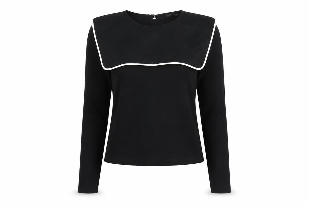 Zara Women Black Long Sleeve Square Neck Slim Jersey Top S