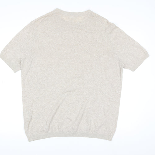 MB Women’s Beige Short Sleeve Basic Linen Blend T-Shirt Size 2XL