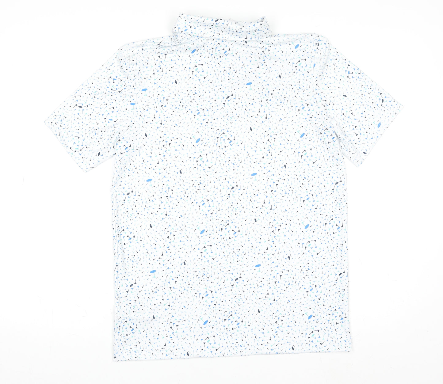 Adidas Boys White Geometric Print Polo Shirt 13-14 Years Sports Summer Top