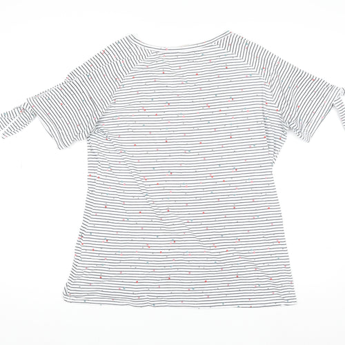 Trespass Womens White Striped V-Neck Tie Sleeve Cotton T-Shirt XL