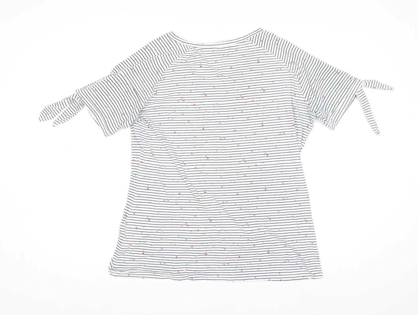 Trespass Womens White Striped V-Neck Tie Sleeve Cotton T-Shirt XL