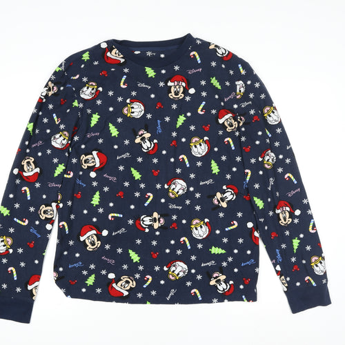 Primark Women Blue Disney Christmas Fleece Pyjama Top M
