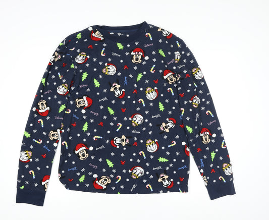 Primark Women Blue Disney Christmas Fleece Pyjama Top M