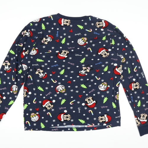 Primark Women Blue Disney Christmas Fleece Pyjama Top M