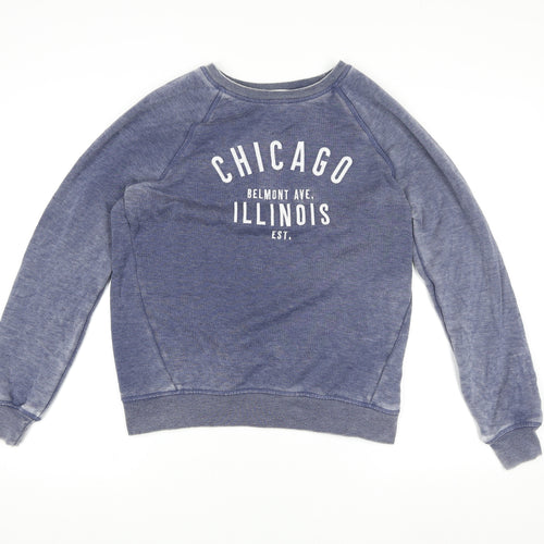 Next Women Blue Chicago Illinois Graphic Pullover Sweatshirt Size S
