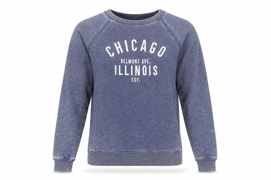 Front view of Next Women Blue Chicago Illinois Graphic Pullover Sweatshirt, size S