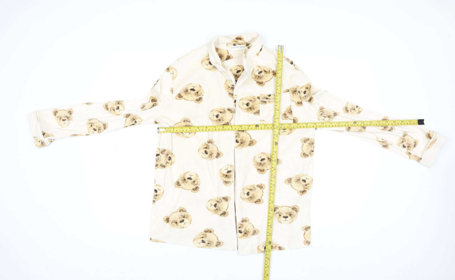 Marks and Spencer Girls Beige Teddy Bear Pyjama Set 13-14 Years Long Sleeve