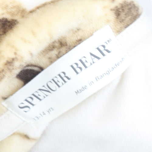 Marks and Spencer Girls Beige Teddy Bear Pyjama Set 13-14 Years Long Sleeve
