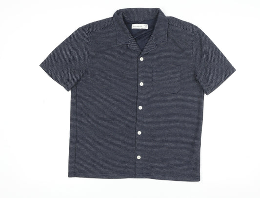 Abercrombie Kids Boys Blue Striped Button-Up Short Sleeve Shirt 13-14 Years
