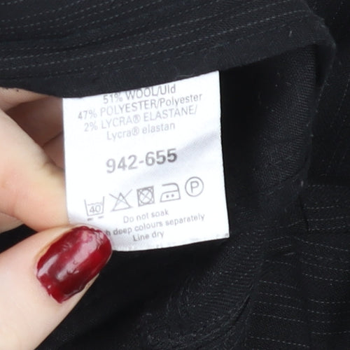 Next Men's Black Bootcut Wool Blend Formal Trousers 36S