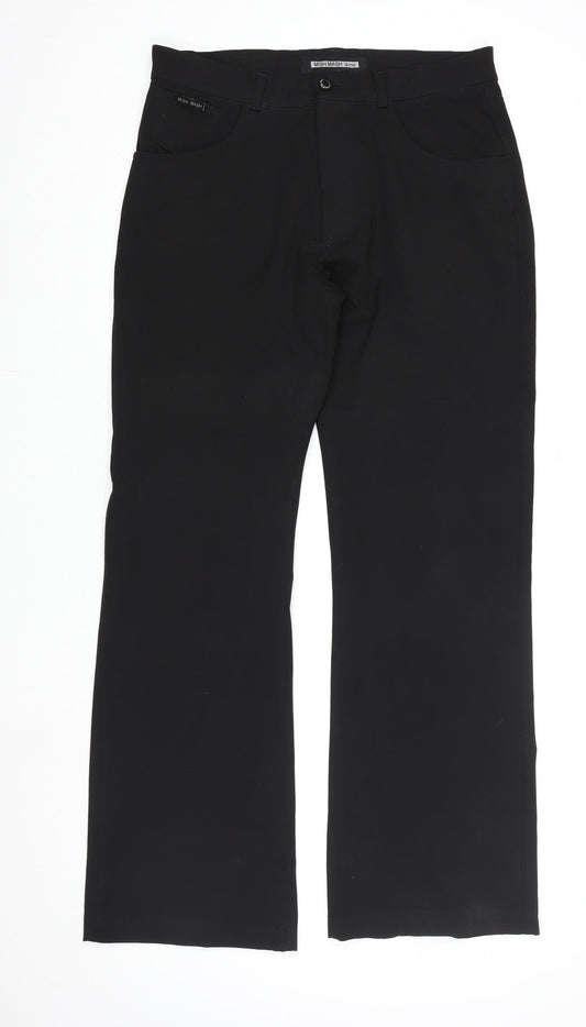 Mish Mash Mens Black Regular Fit Straight Leg Trousers Size 32