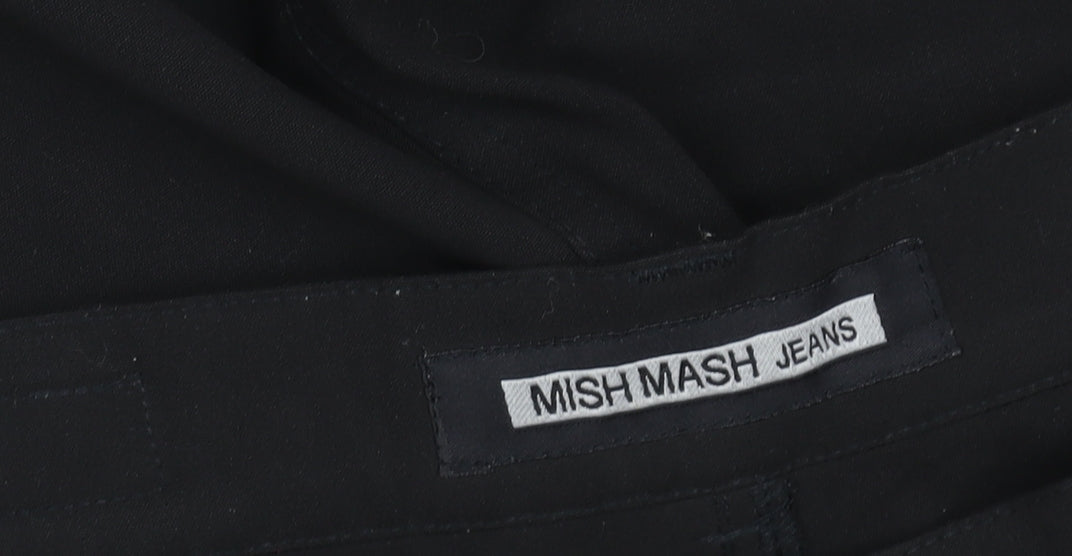 Mish Mash Mens Black Regular Fit Straight Leg Trousers Size 32