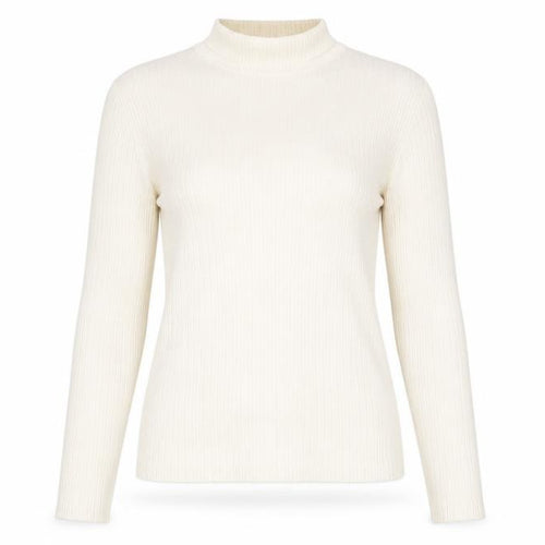 Dunnes Stores Women’s Ivory Mock Neck Ribbed Knit Long Sleeve Top XS