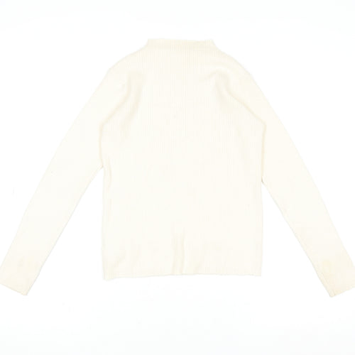 Dunnes Stores Women’s Ivory Mock Neck Ribbed Knit Long Sleeve Top XS