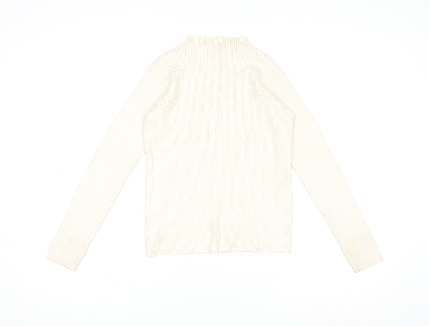 Dunnes Stores Women’s Ivory Mock Neck Ribbed Knit Long Sleeve Top XS