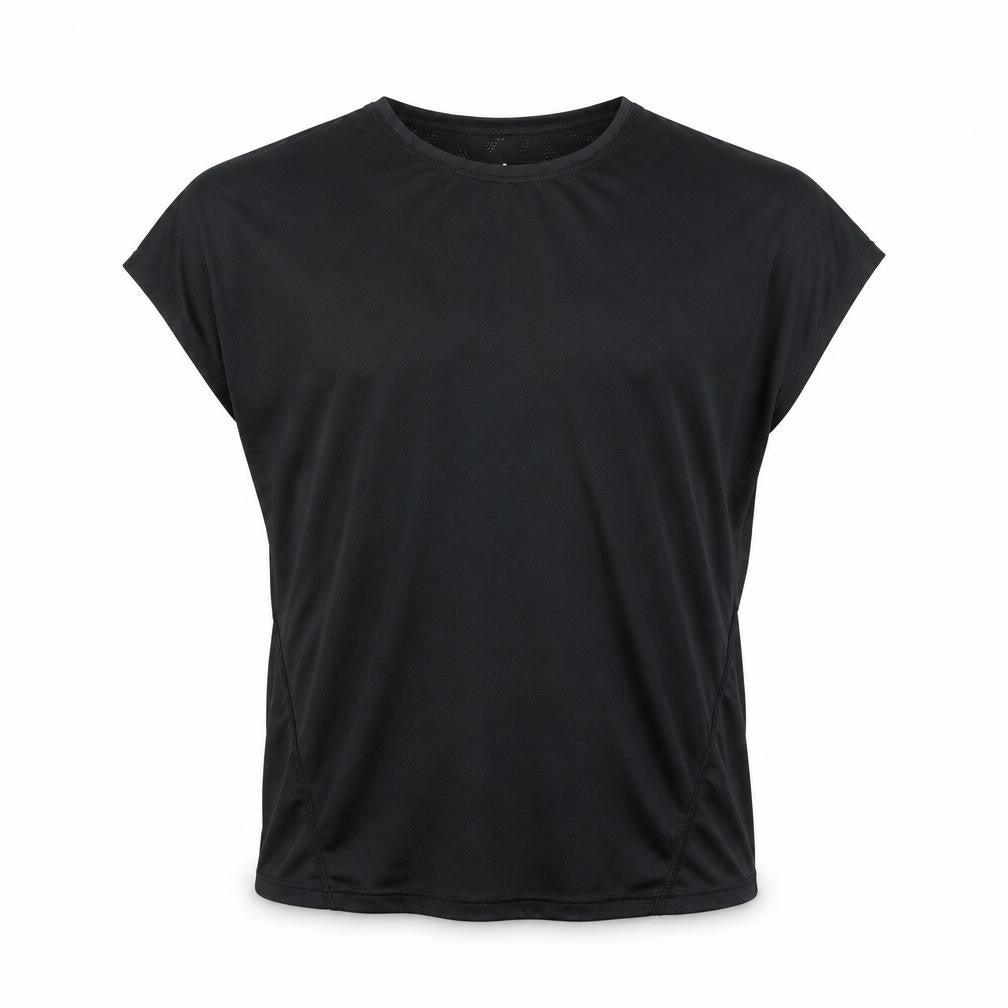 Front view of WorkOut Men’s Black Athletic Fit Gym T-Shirt, size S