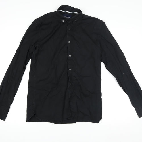 Springfield Men's Black Slim Fit Button-Down Long Sleeve Shirt M