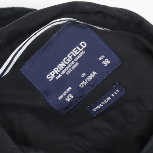 Springfield Men's Black Slim Fit Button-Down Long Sleeve Shirt M