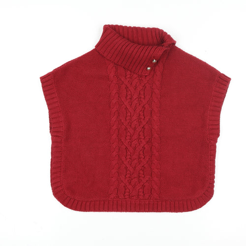 Nula Bug Women Red Cable-Knit Sleeveless Roll Neck Cape Jumper S