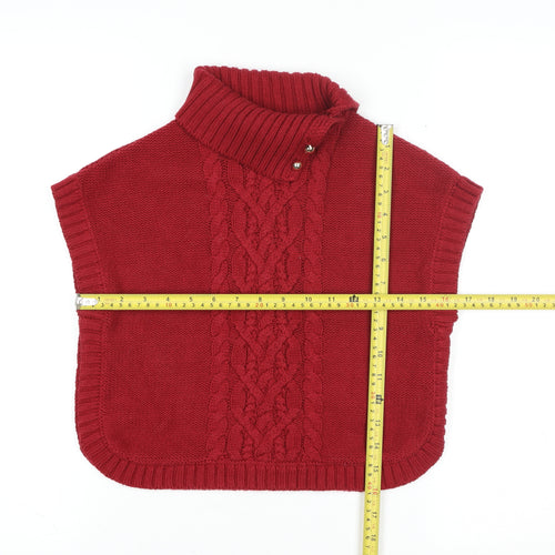 Nula Bug Women Red Cable-Knit Sleeveless Roll Neck Cape Jumper S