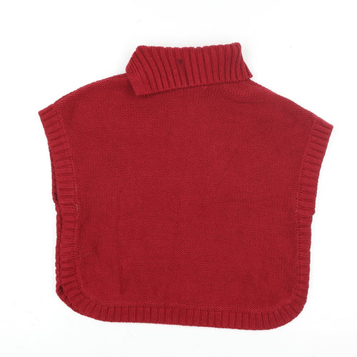 Nula Bug Women Red Cable-Knit Sleeveless Roll Neck Cape Jumper S