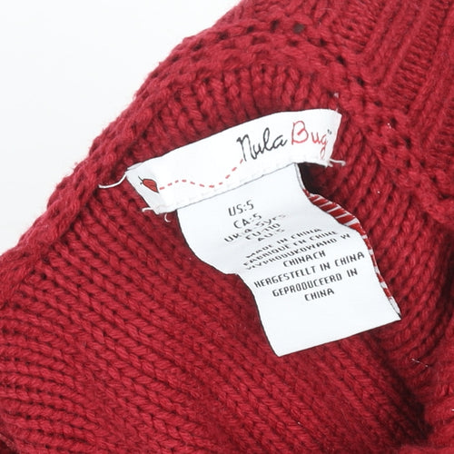 Nula Bug Women Red Cable-Knit Sleeveless Roll Neck Cape Jumper S